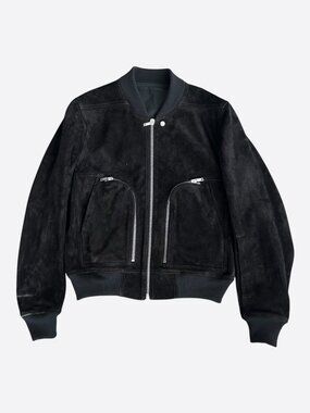 Rick Owens Black Suede Bauhaus Bomber Jacket